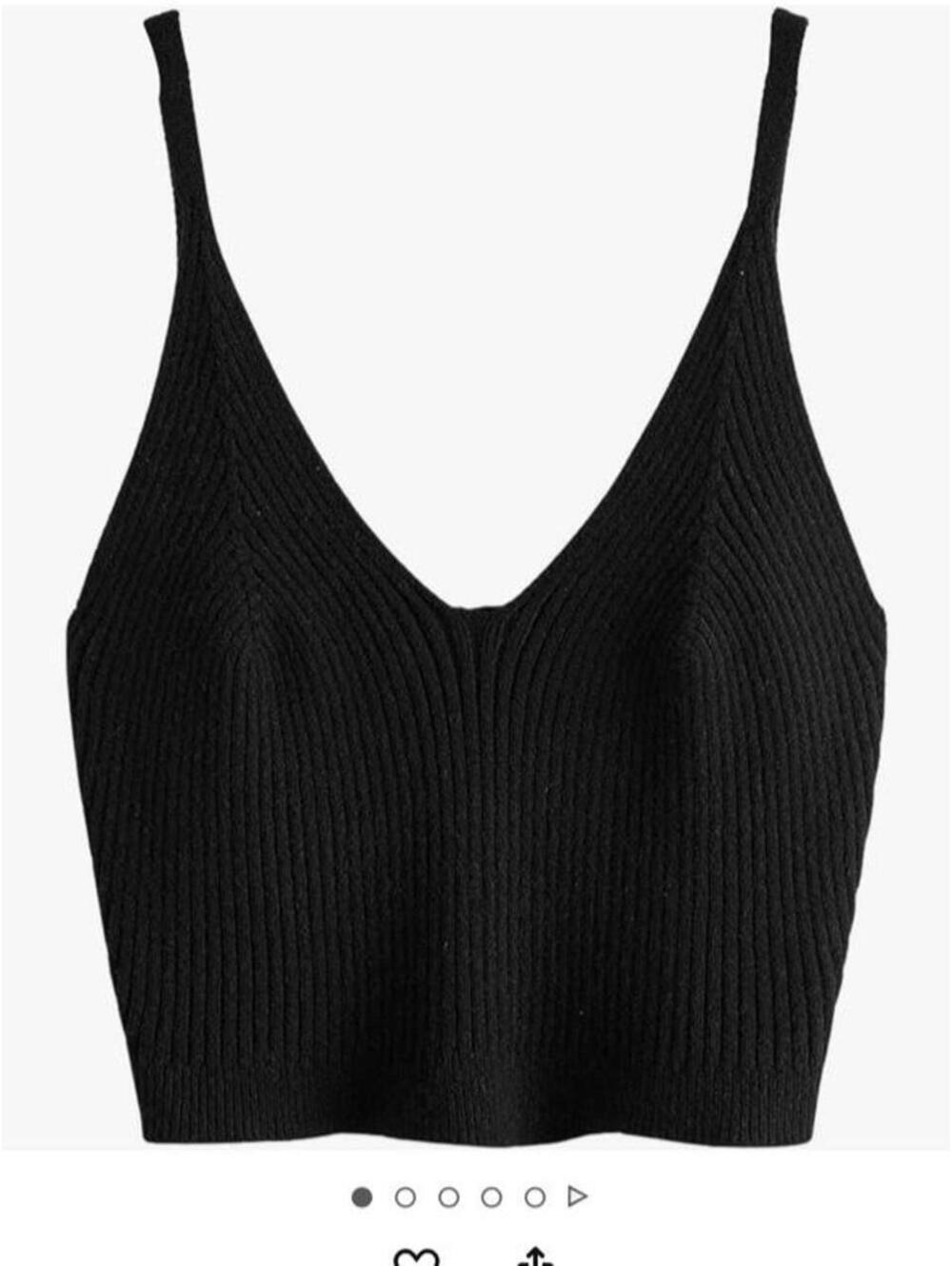 SweatyRocks Black Ribbed V Neck Sweater Tank Top Plus Size 3XL